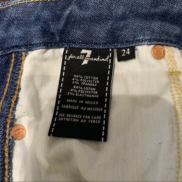 7 for all mankind blue skinny denim cropped tuxedo striped jeans Size 24 - Picture 10 of 15